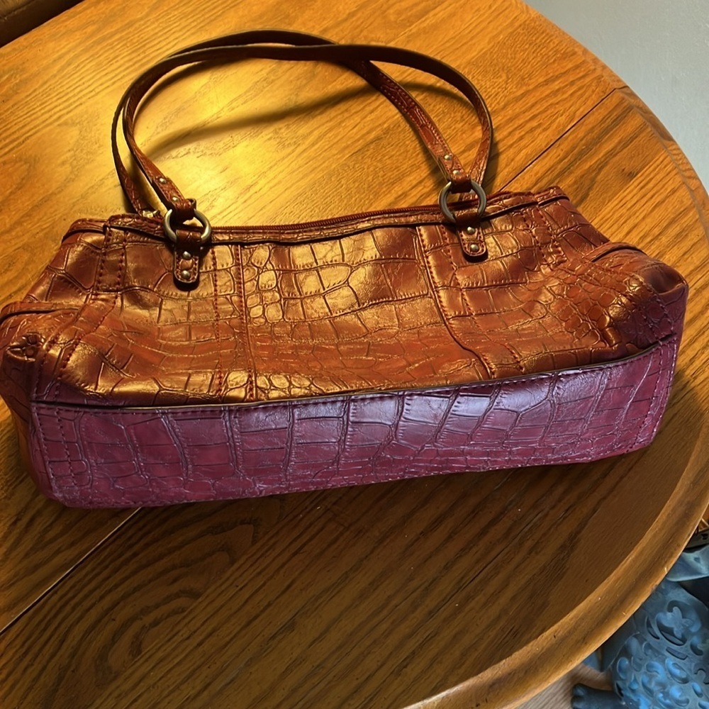 Relic By Fossil Maroon Crocodile Embossed Look Sh… - image 3